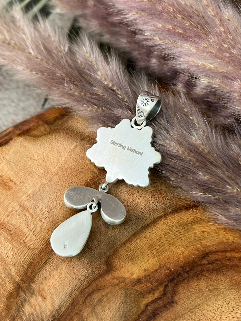 Handmade Sterling Silver Sierra Bella Turquoise with Cotton Candy Collection: Pendant "Signed Nizhoni"