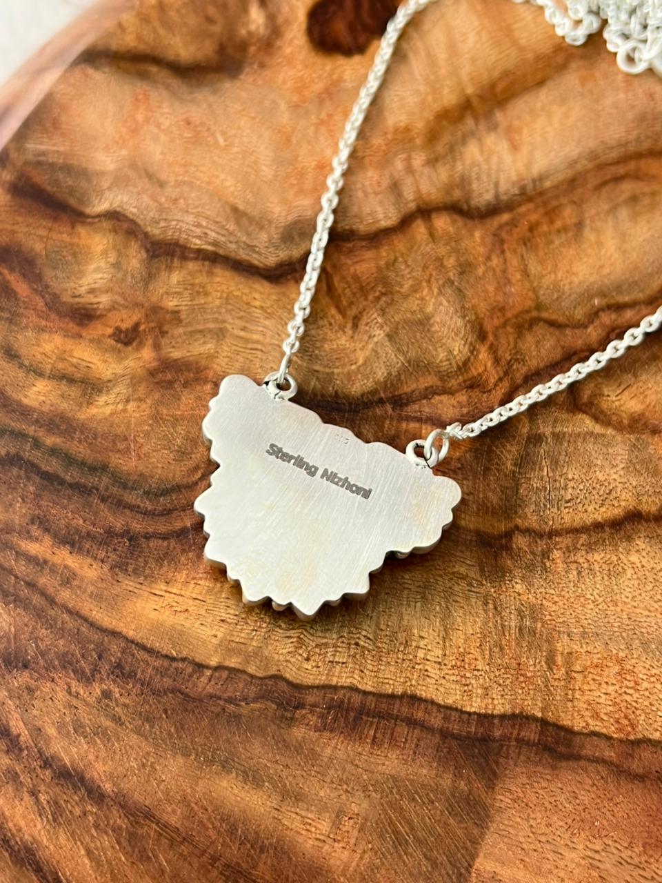 Handmade Sterling Silver Sierra Bella Turquoise with Cotton Candy Collection: Necklace "Signed Nizhoni"