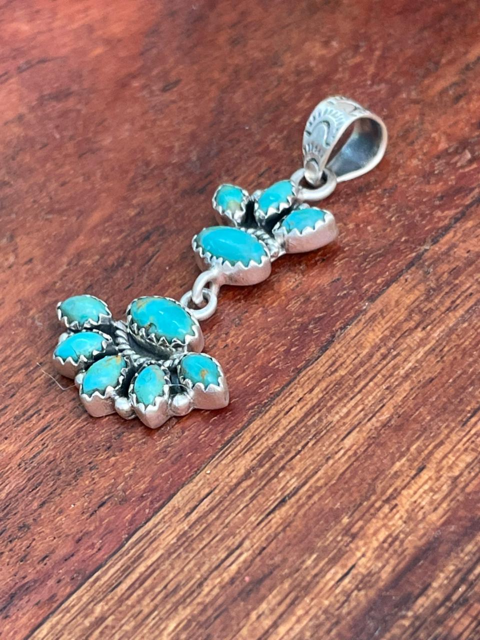 Handmade Sterling Silver Kingman Turquoise Pendant "Signed Nizhoni"