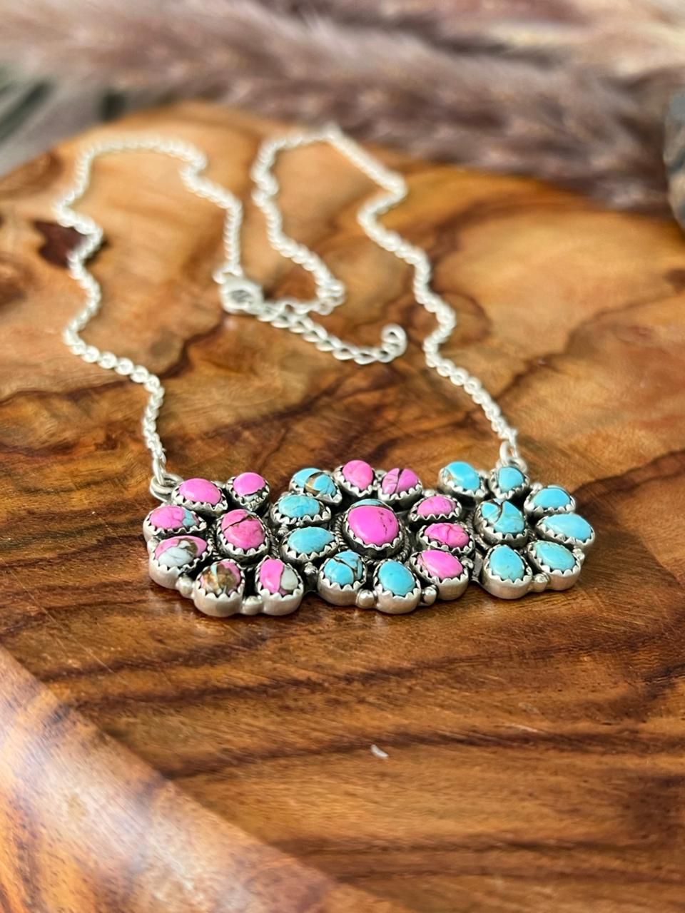 Handmade Sterling Silver Cotton Candy Necklace "Signed Nizhoni"