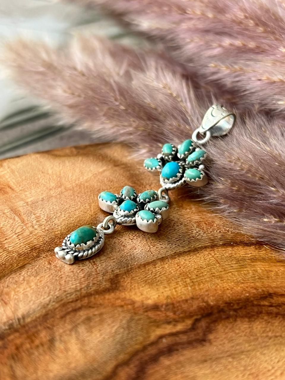 Handmade Sterling Silver Kingman Turquoise Pendant "Signed Nizhoni"
