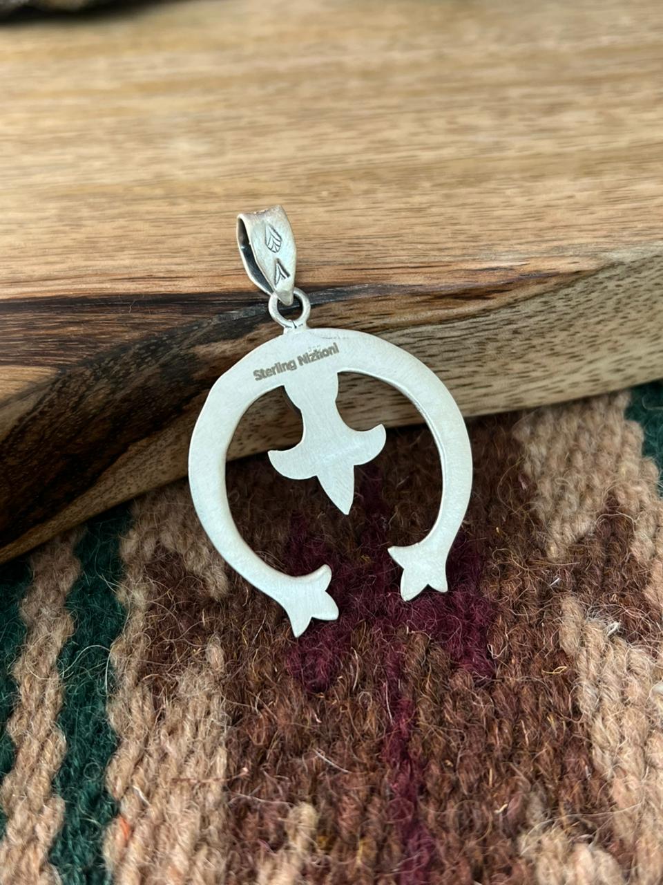 Handmade Sterling Silver Kingman Turquoise Naja Pendant "Signed Nizhoni"