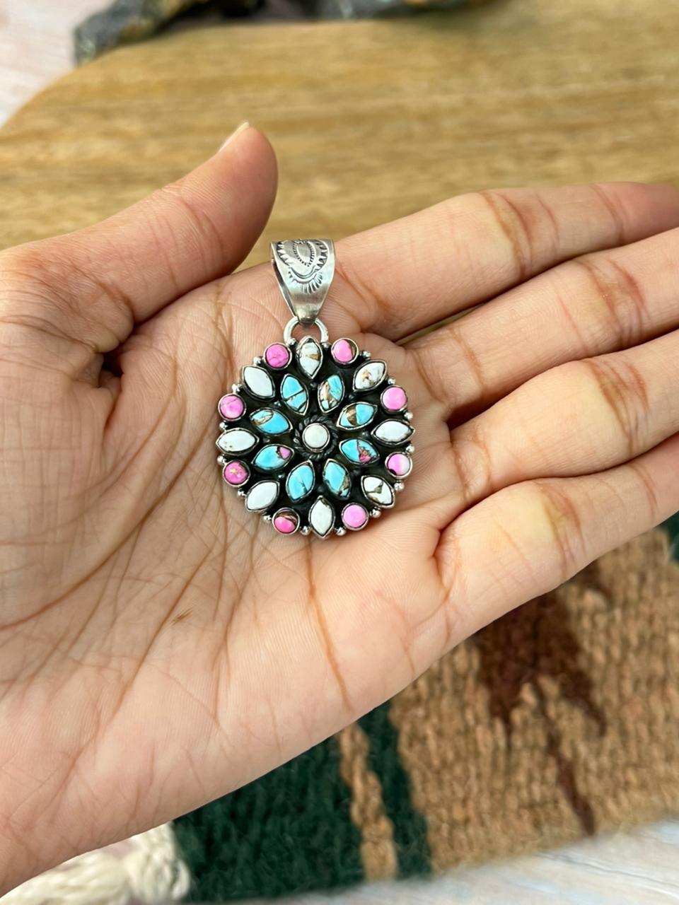Handmade Sterling Silver Cotton Candy Pendant "Signed Nizhoni"
