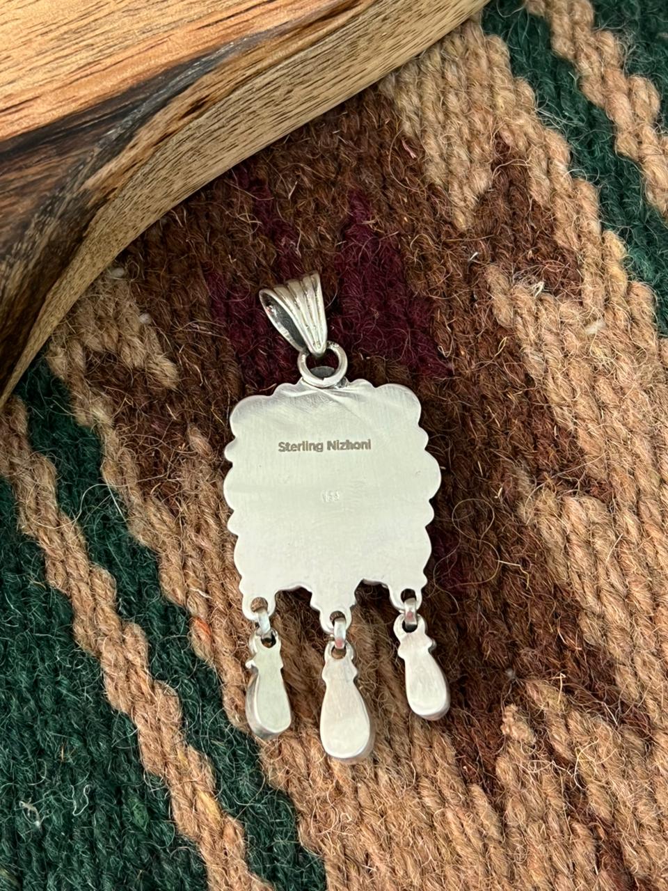 Handmade Sterling Silver Royston Ribbon with Kingman Turquoise Pendant "Signed Nizhoni"