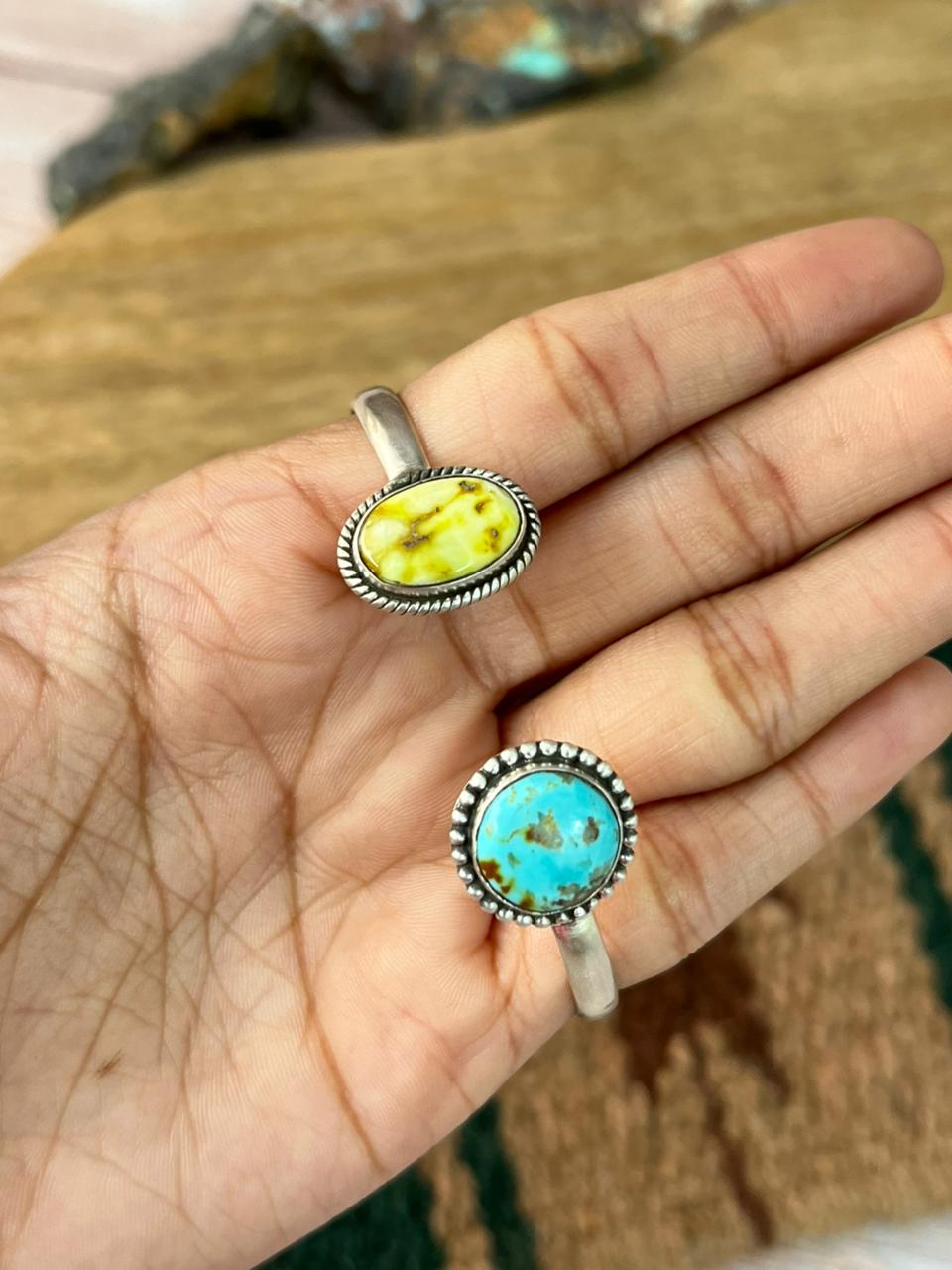 Handmade Sterling Silver Santa Maria with Palomino Turquoise Cuff Bracelet "Signed Nizhoni"