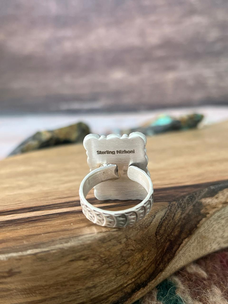Handmade Sterling Silver Cotton Candy Bar Adjustable Ring "Signed Nizhoni"