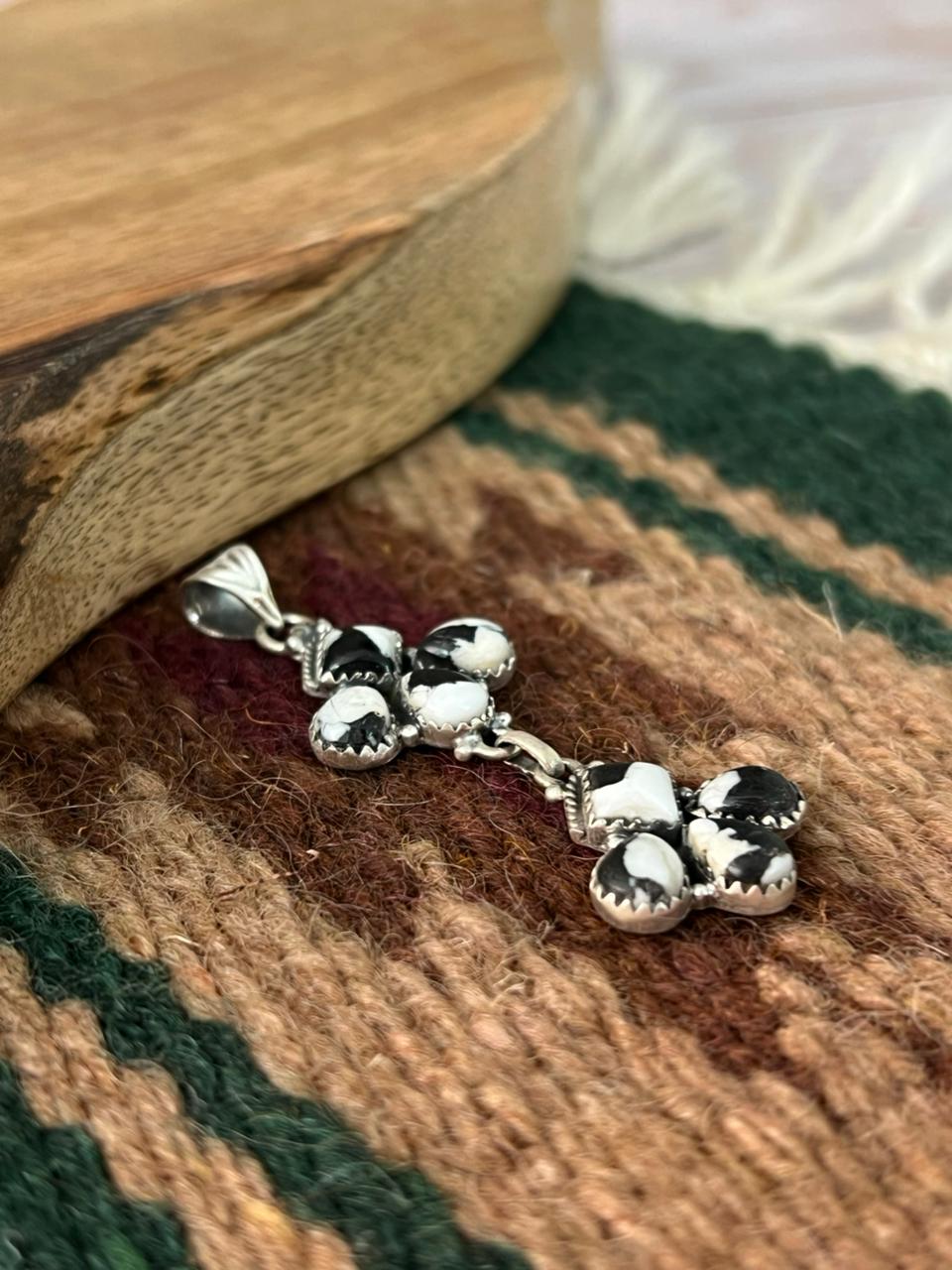 Handmade Sterling Silver White Buffalo Pendant "Signed Nizhoni"
