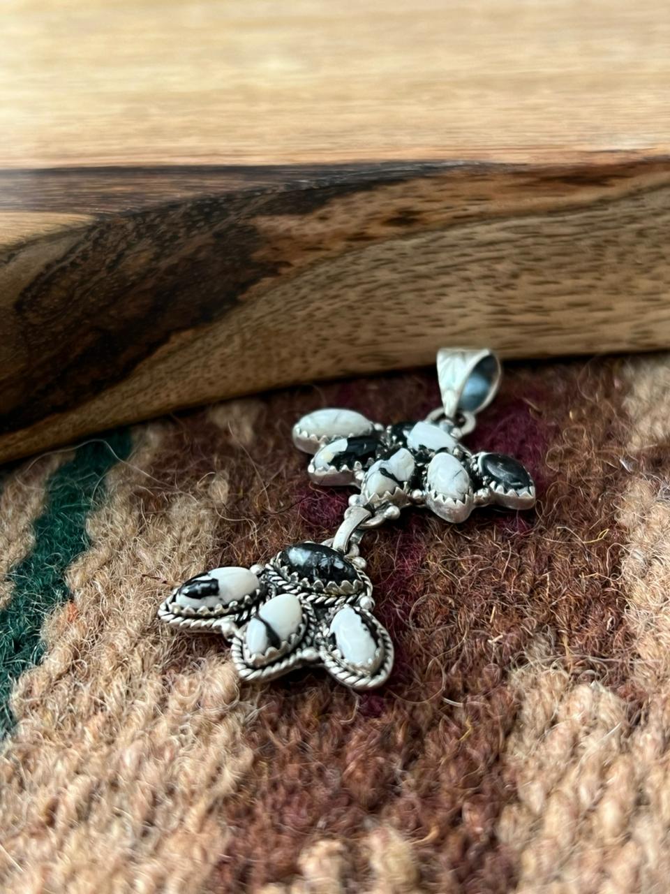 Handmade Sterling Silver White Buffalo Pendant "Signed Nizhoni"