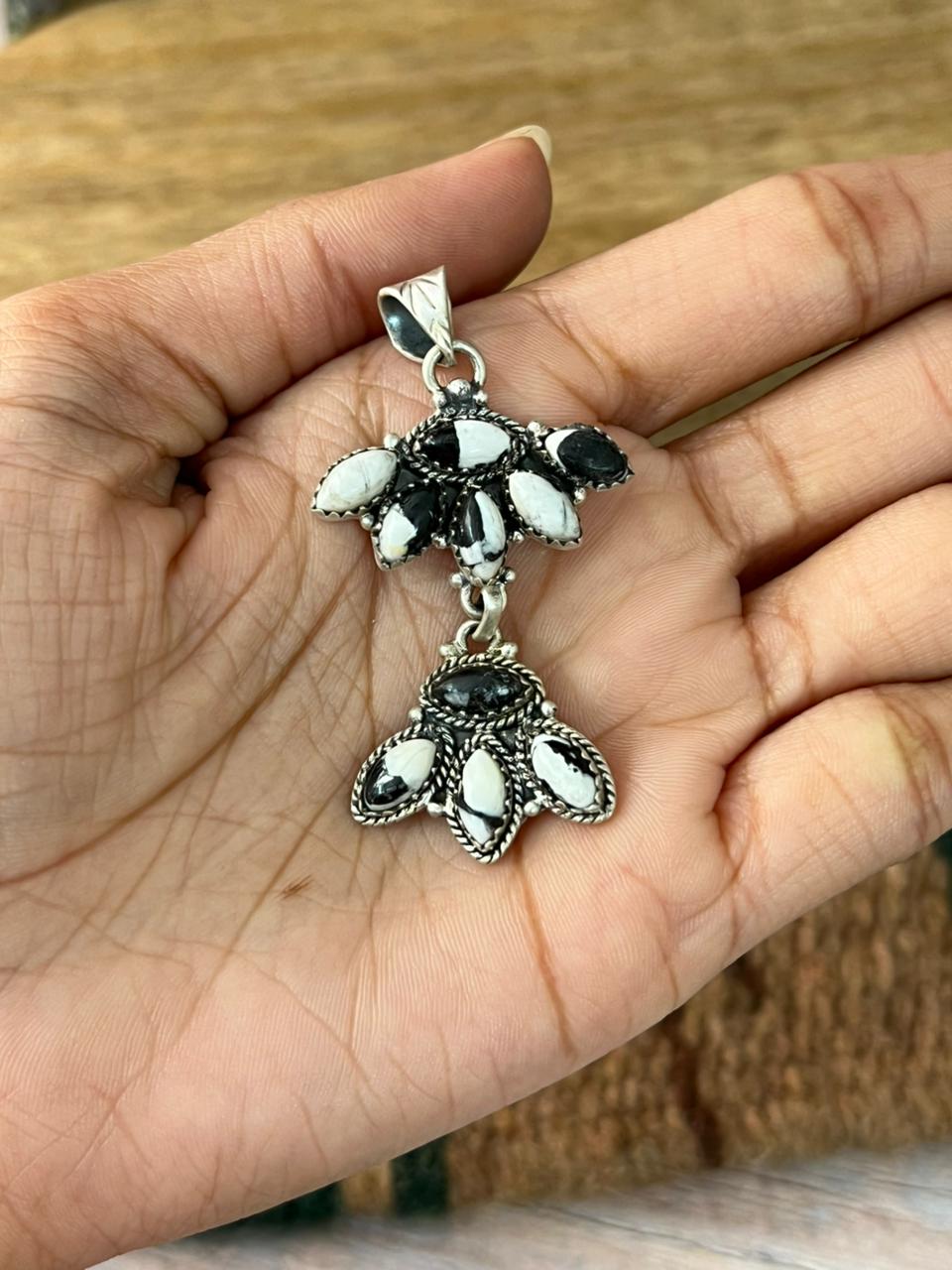 Handmade Sterling Silver White Buffalo Pendant "Signed Nizhoni"