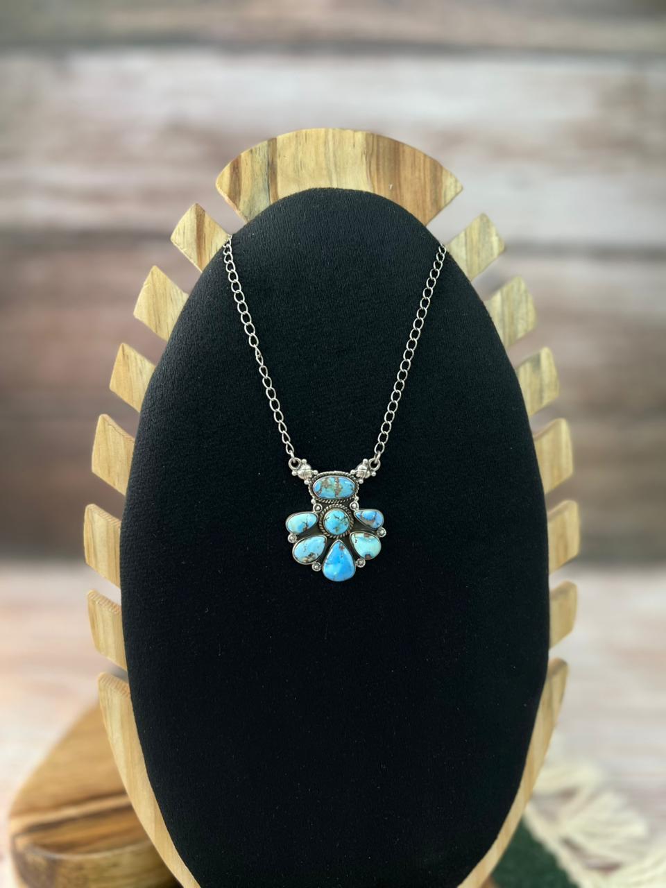 Handmade Sterling Silver Golden Hills Turquoise Necklace "Signed Nizhoni"