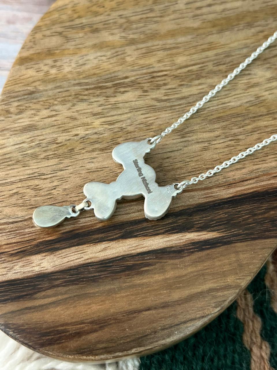 Handmade Sterling Silver Kingman with Palomino Turquoise Necklace "Signed Nizhoni"