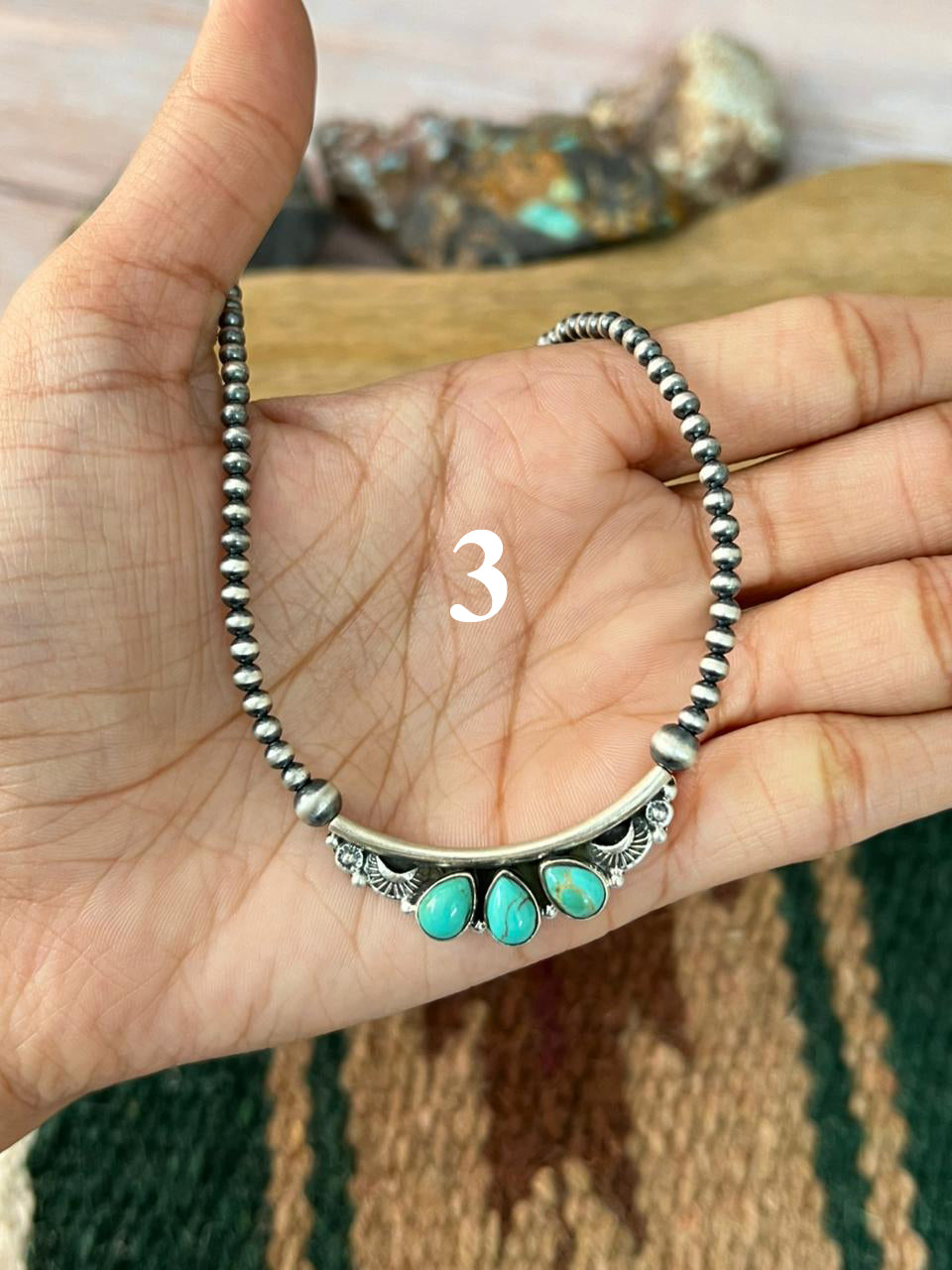 Handmade Sterling Silver Kingman Turquoise, Orange Mojave, White Buffalo, Cotton Candy Beaded Necklace "Signed Nizhoni"