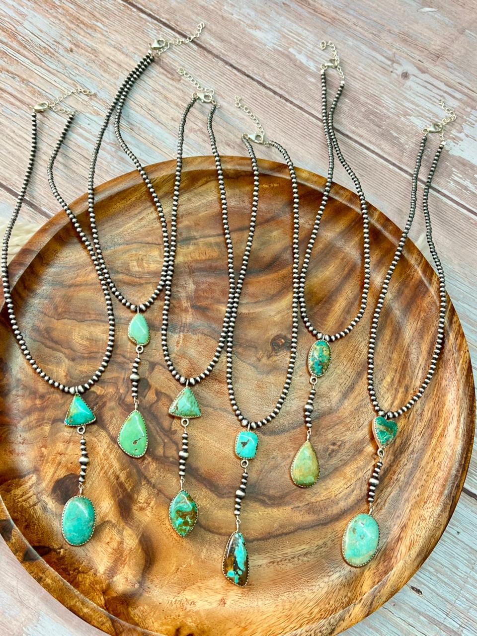Handmade Sterling Silver Manassa Turquoise Beaded Necklace "Signed Nizhoni"