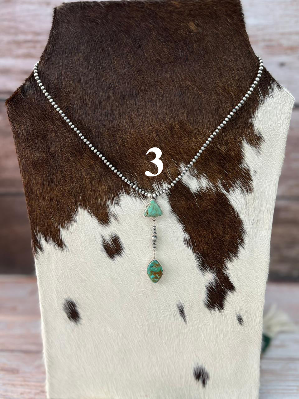 Handmade Sterling Silver Manassa Turquoise Beaded Necklace "Signed Nizhoni"
