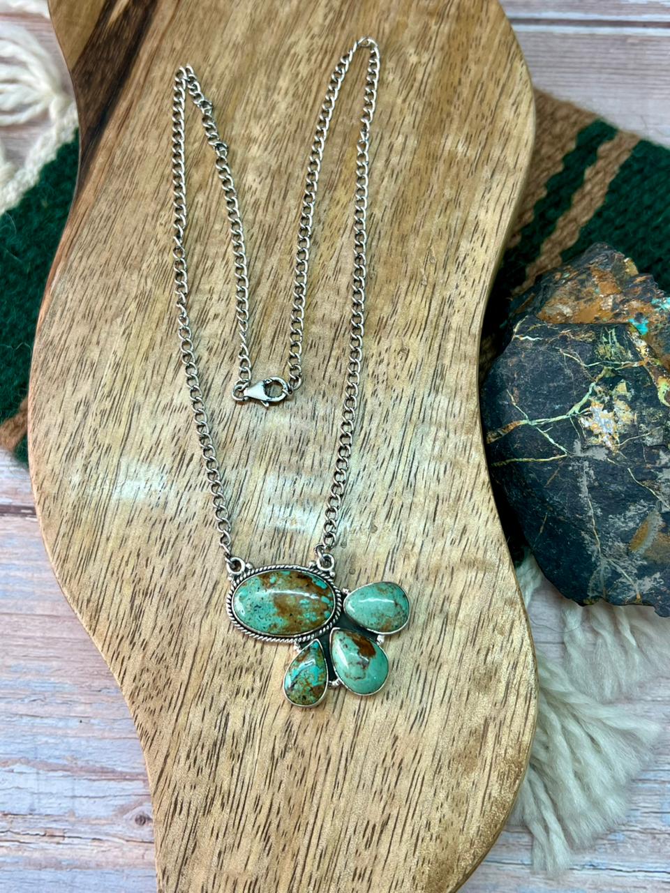 Handmade Sterling Silver Baja Turquoise Collection: Necklace "Signed Nizhoni"