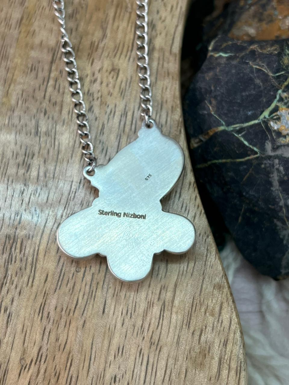 Handmade Sterling Silver Baja Turquoise Collection: Necklace "Signed Nizhoni"