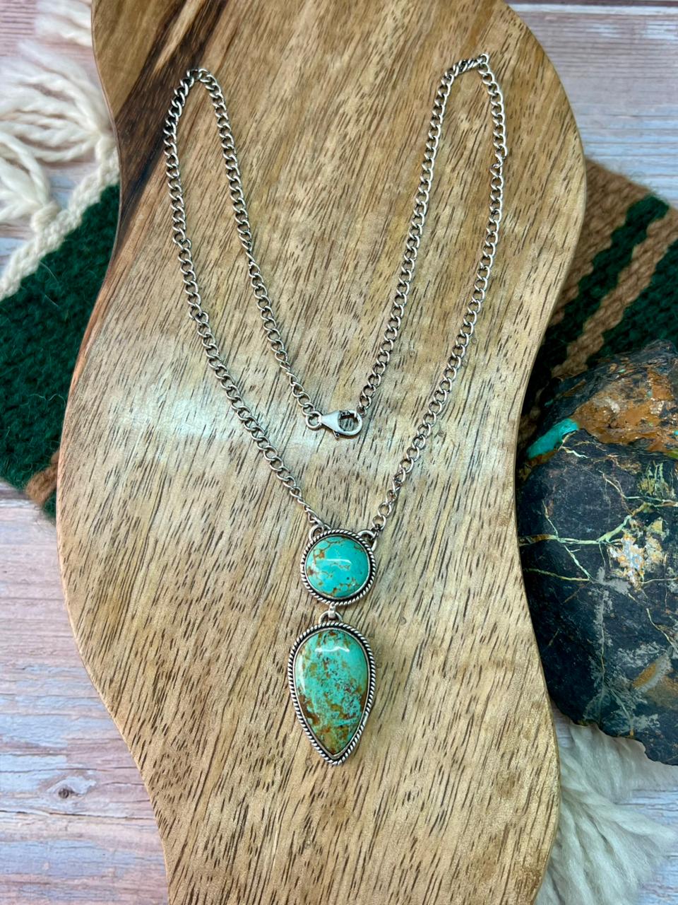 Handmade Sterling Silver Baja Turquoise Collection: Necklace "Signed Nizhoni"