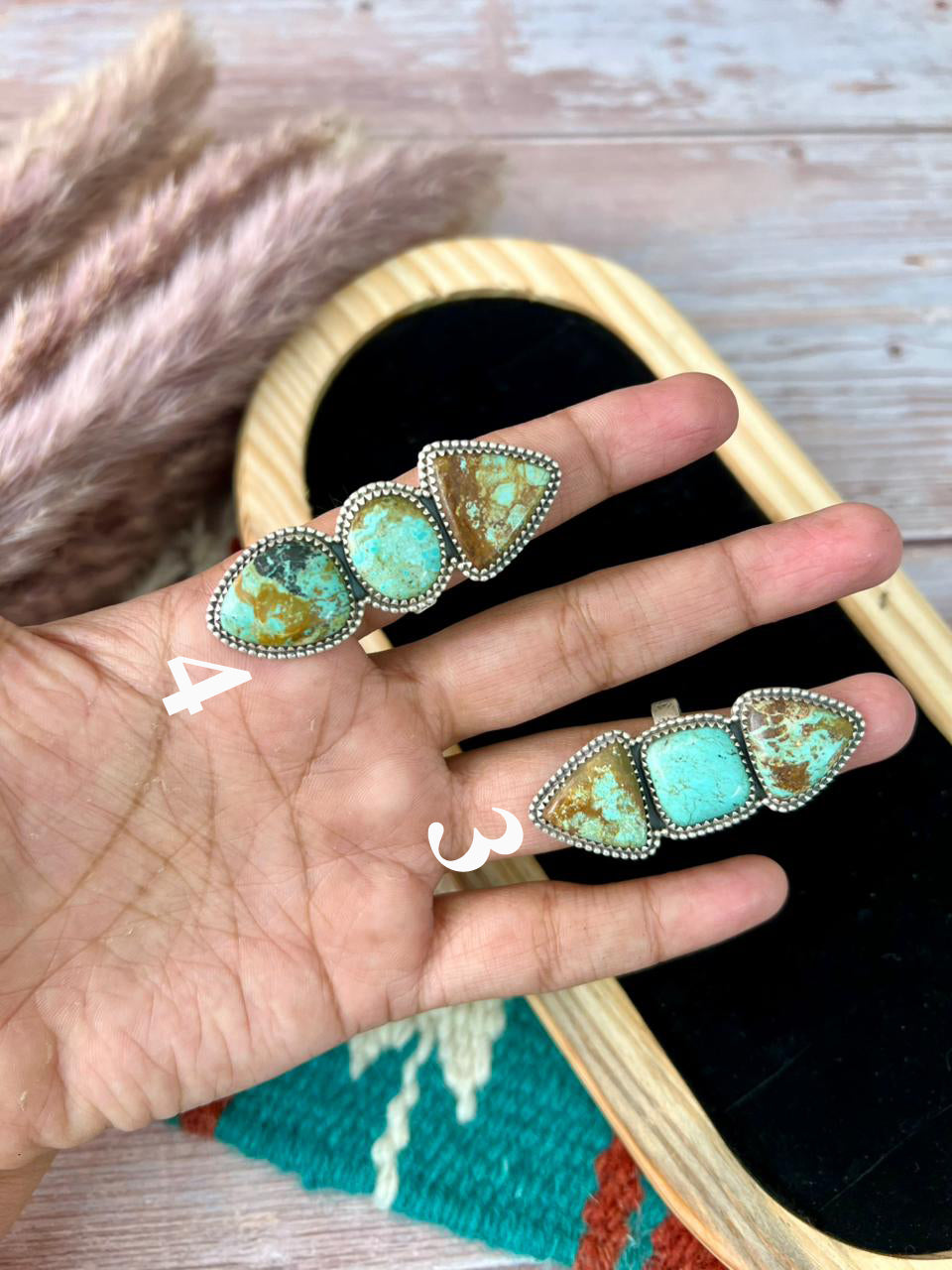 Handmade Sterling Silver Baja Turquoise Collection: Adjustable Ring "Signed Nizhoni"