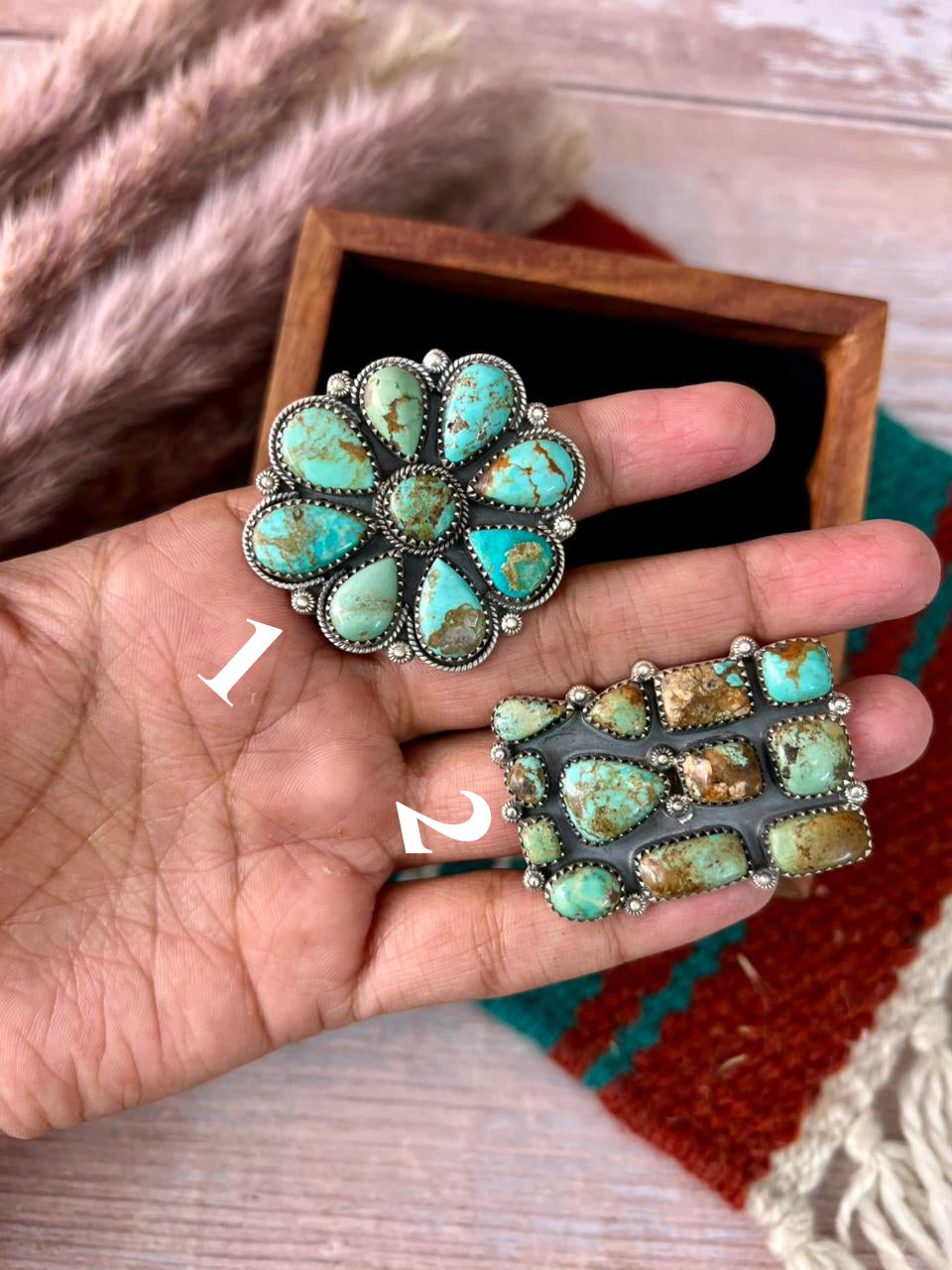 Handmade Sterling Silver Baja Turquoise Collection: Adjustable Ring "Signed Nizhoni"