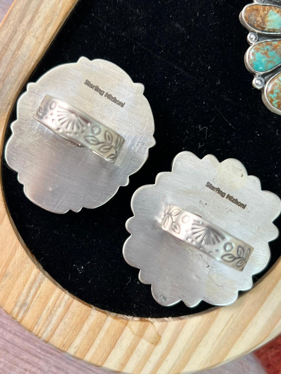 Handmade Sterling Silver Baja Turquoise Collection: Adjustable Ring "Signed Nizhoni" (3)