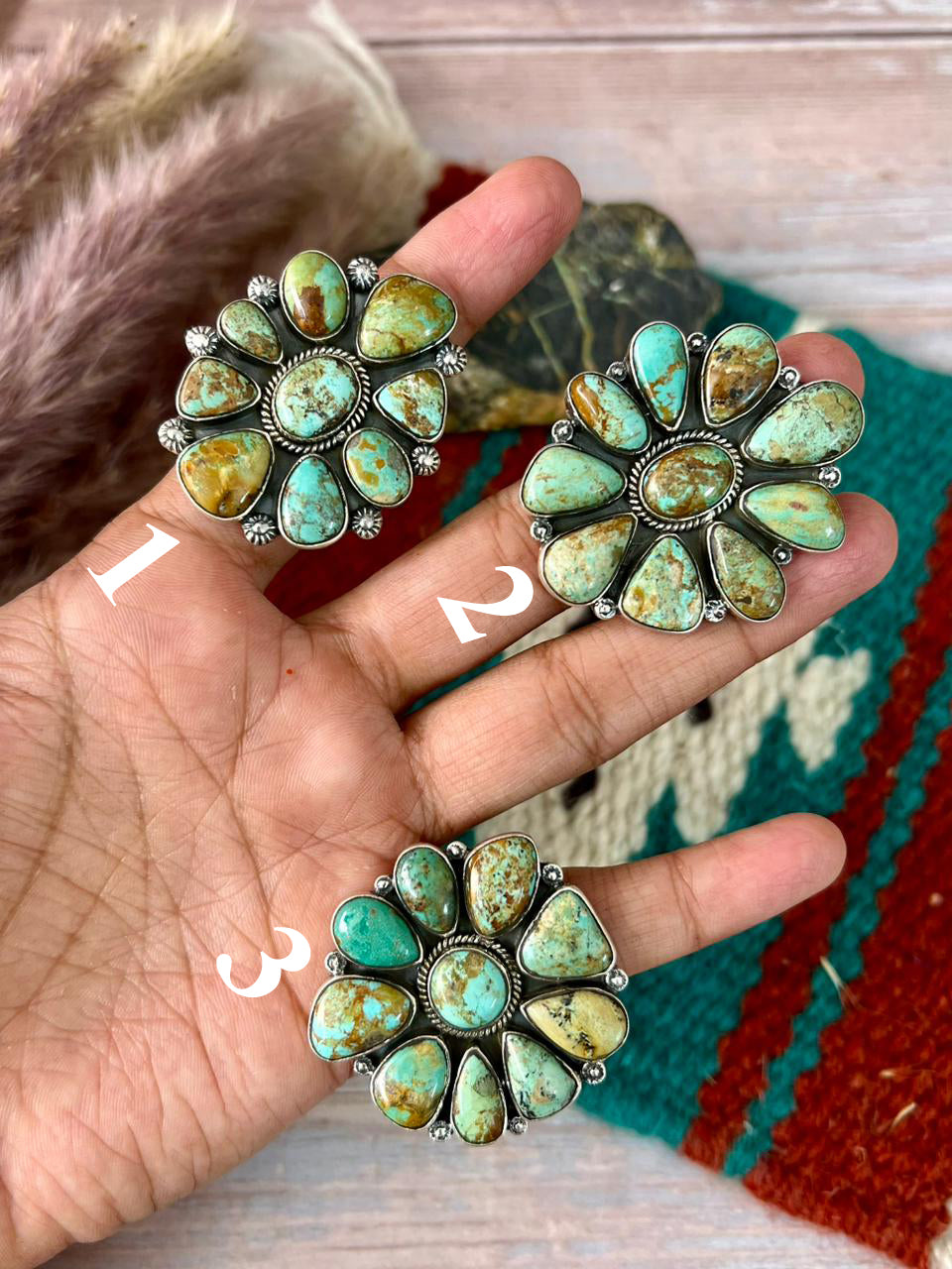 Handmade Sterling Silver Baja Turquoise Collection: Adjustable Ring "Signed Nizhoni" (3)