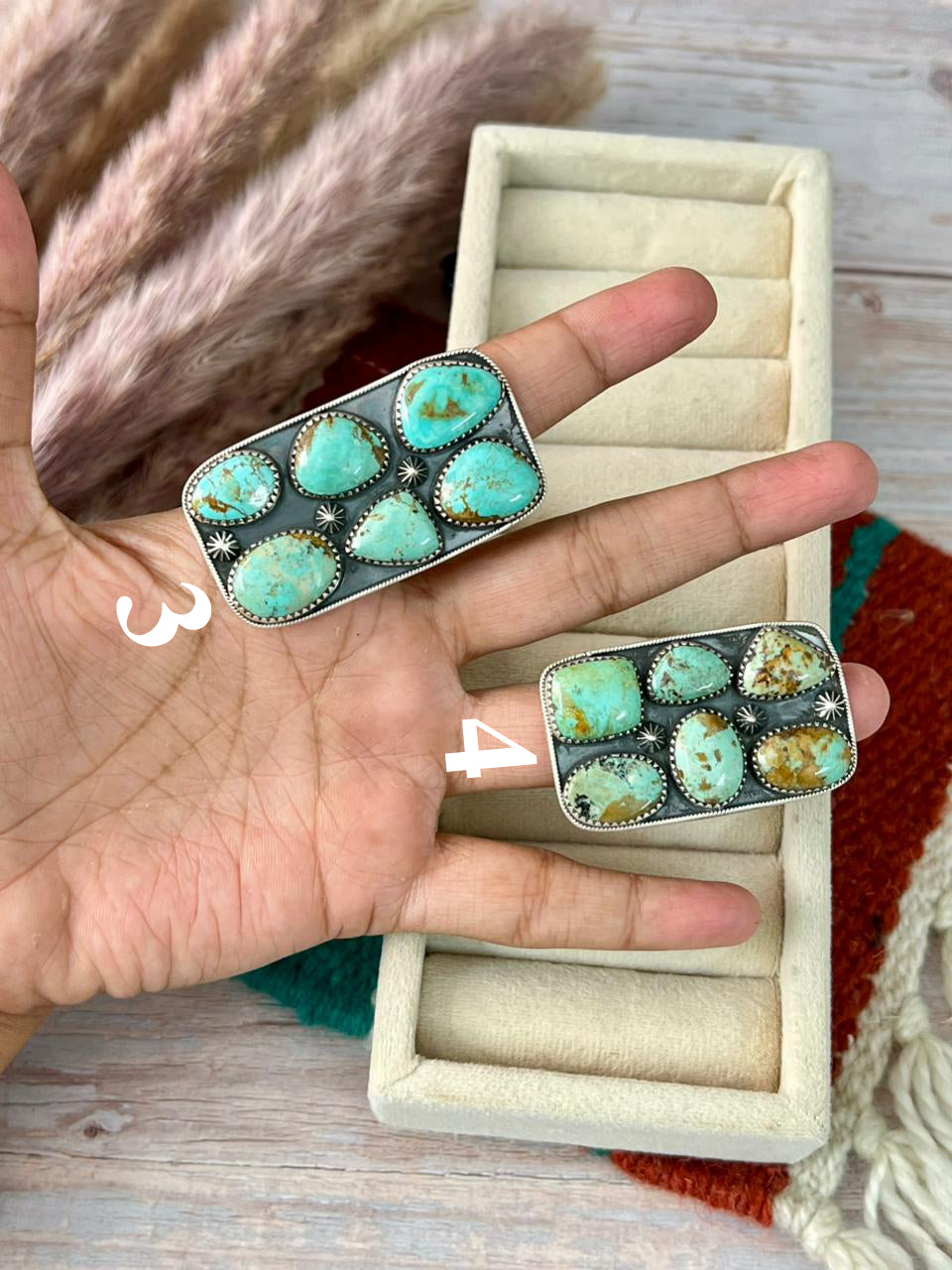 Handmade Sterling Silver Baja Turquoise Collection: Adjustable Ring "Signed Nizhoni"