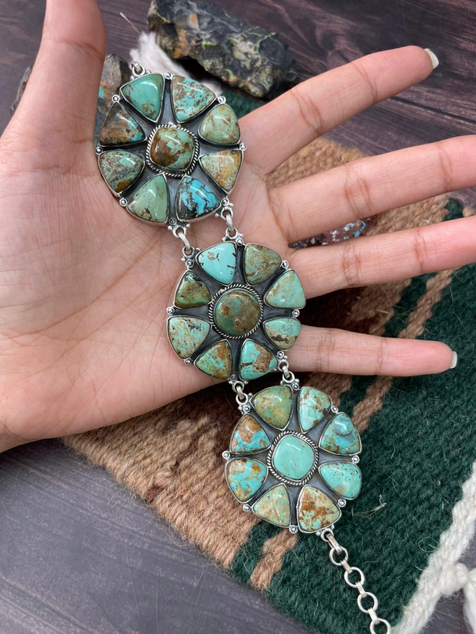 Handmade Sterling Silver Baja Turquoise Collection: Choker Necklace "Signed Nizhoni"