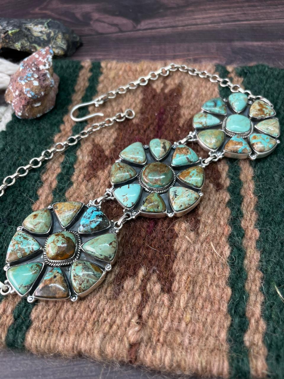 Handmade Sterling Silver Baja Turquoise Collection: Choker Necklace "Signed Nizhoni"