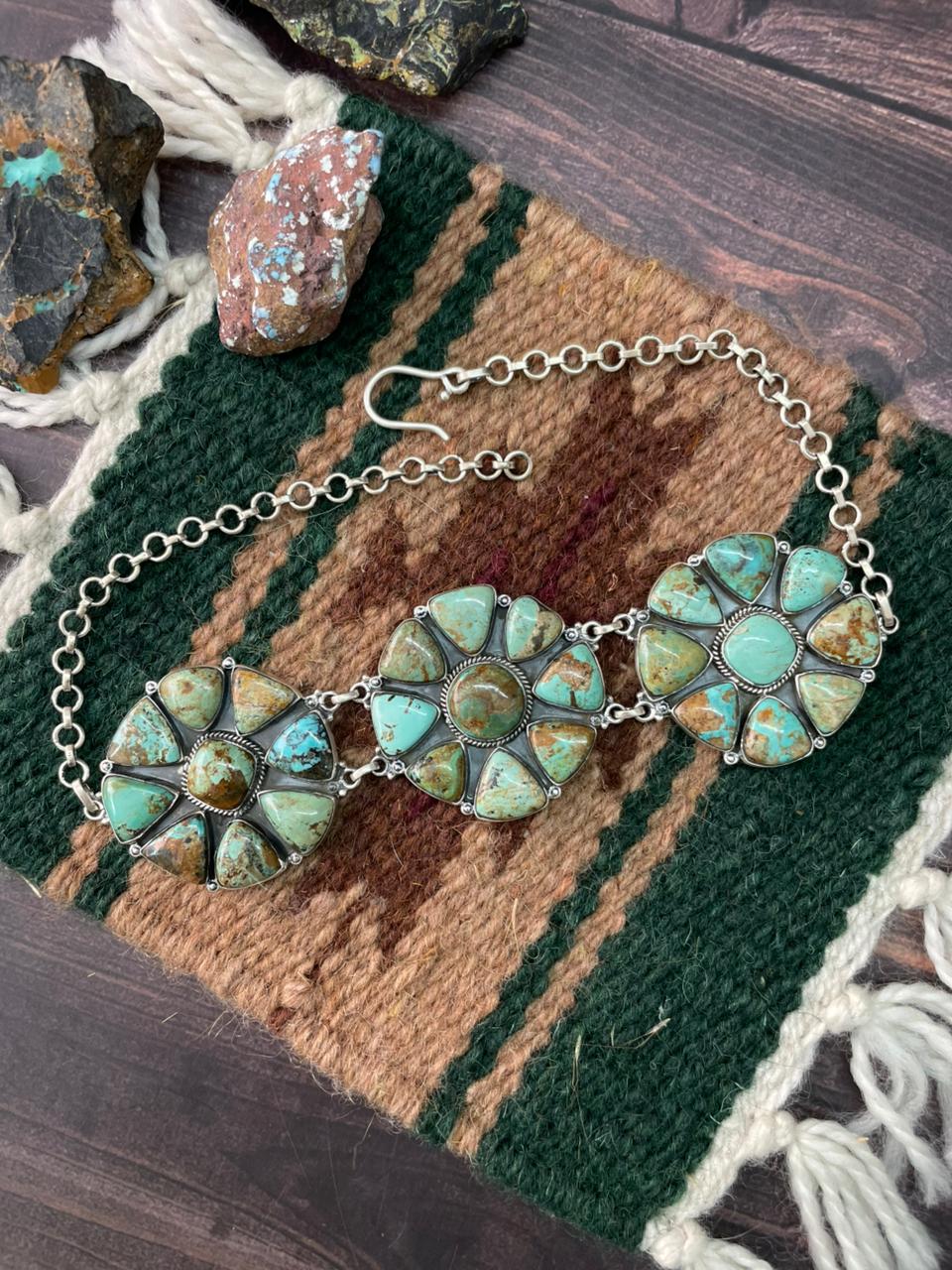 Handmade Sterling Silver Baja Turquoise Collection: Choker Necklace "Signed Nizhoni"