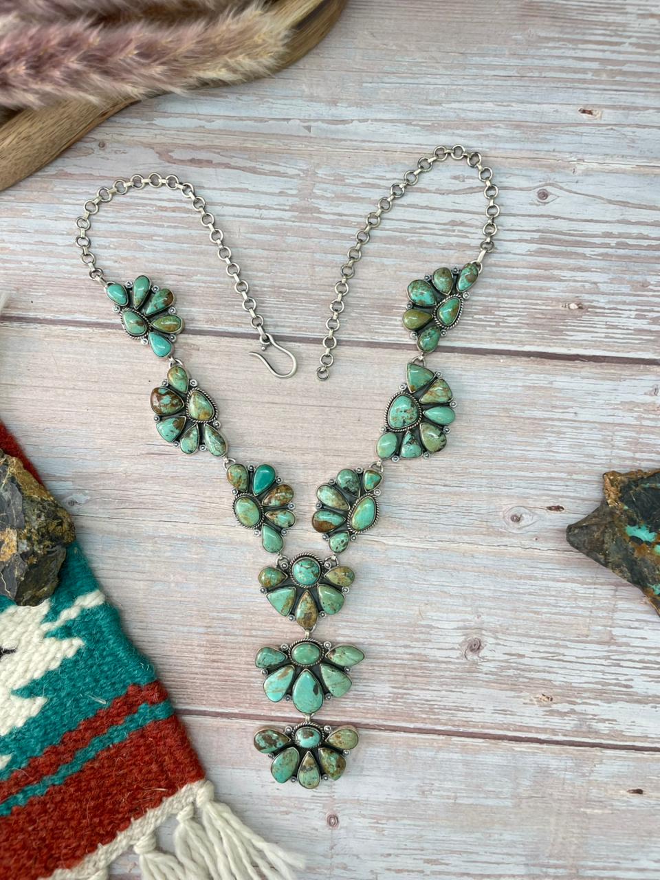 Handmade Sterling Silver Baja Turquoise Collection: Necklace "Signed Nizhoni"