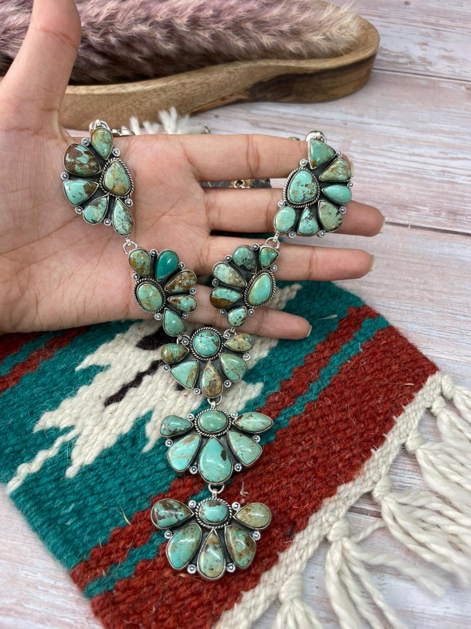 Handmade Sterling Silver Baja Turquoise Collection: Necklace "Signed Nizhoni"
