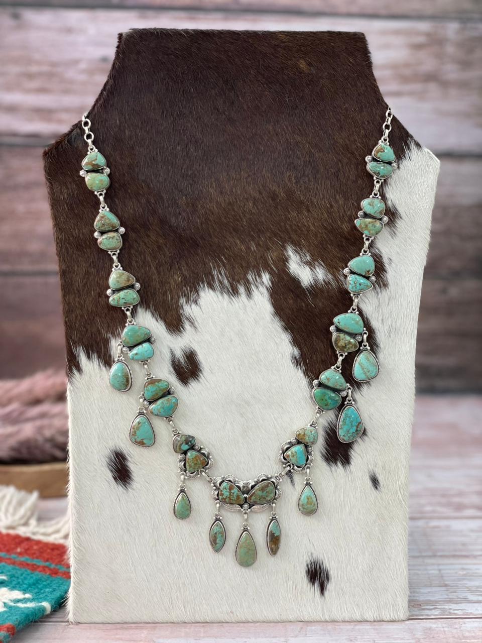Handmade Sterling Silver Baja Turquoise Collection: Necklace "Signed Nizhoni"