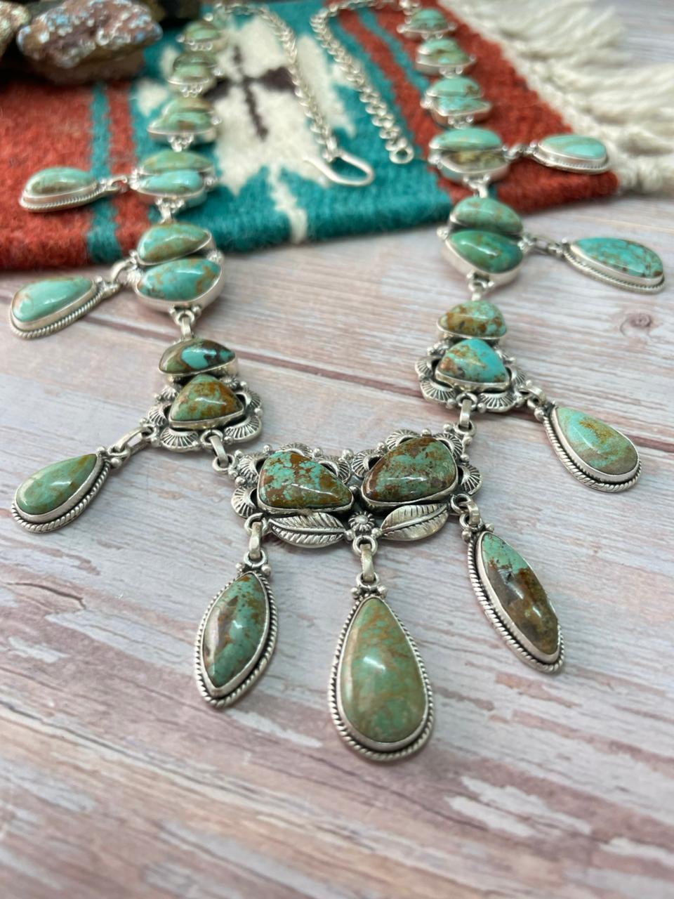 Handmade Sterling Silver Baja Turquoise Collection: Necklace "Signed Nizhoni"