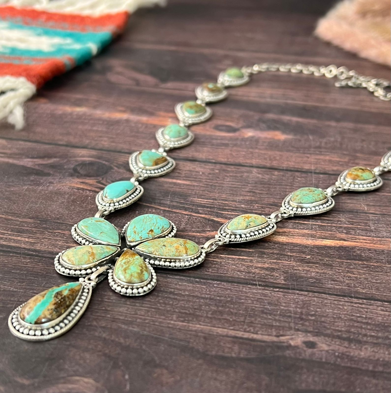 Handmade Sterling Silver Baja Turquoise Collection: Necklace "Signed Nizhoni"