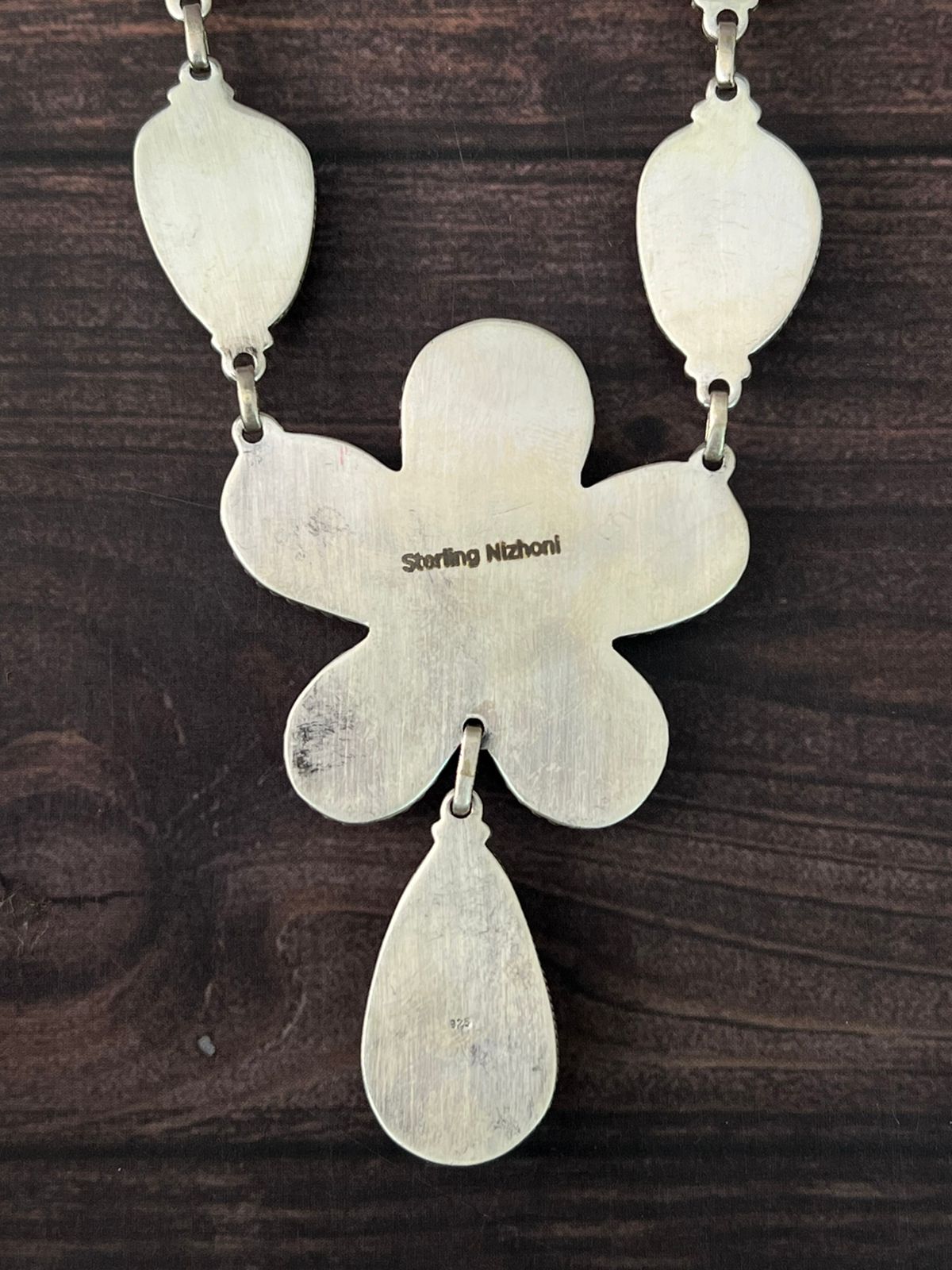 Handmade Sterling Silver Baja Turquoise Collection: Necklace "Signed Nizhoni"