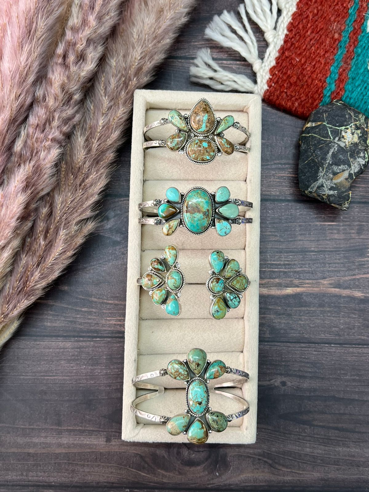 Handmade Sterling Silver Baja Turquoise Collection: Cuff Bracelet "Signed Nizhoni"