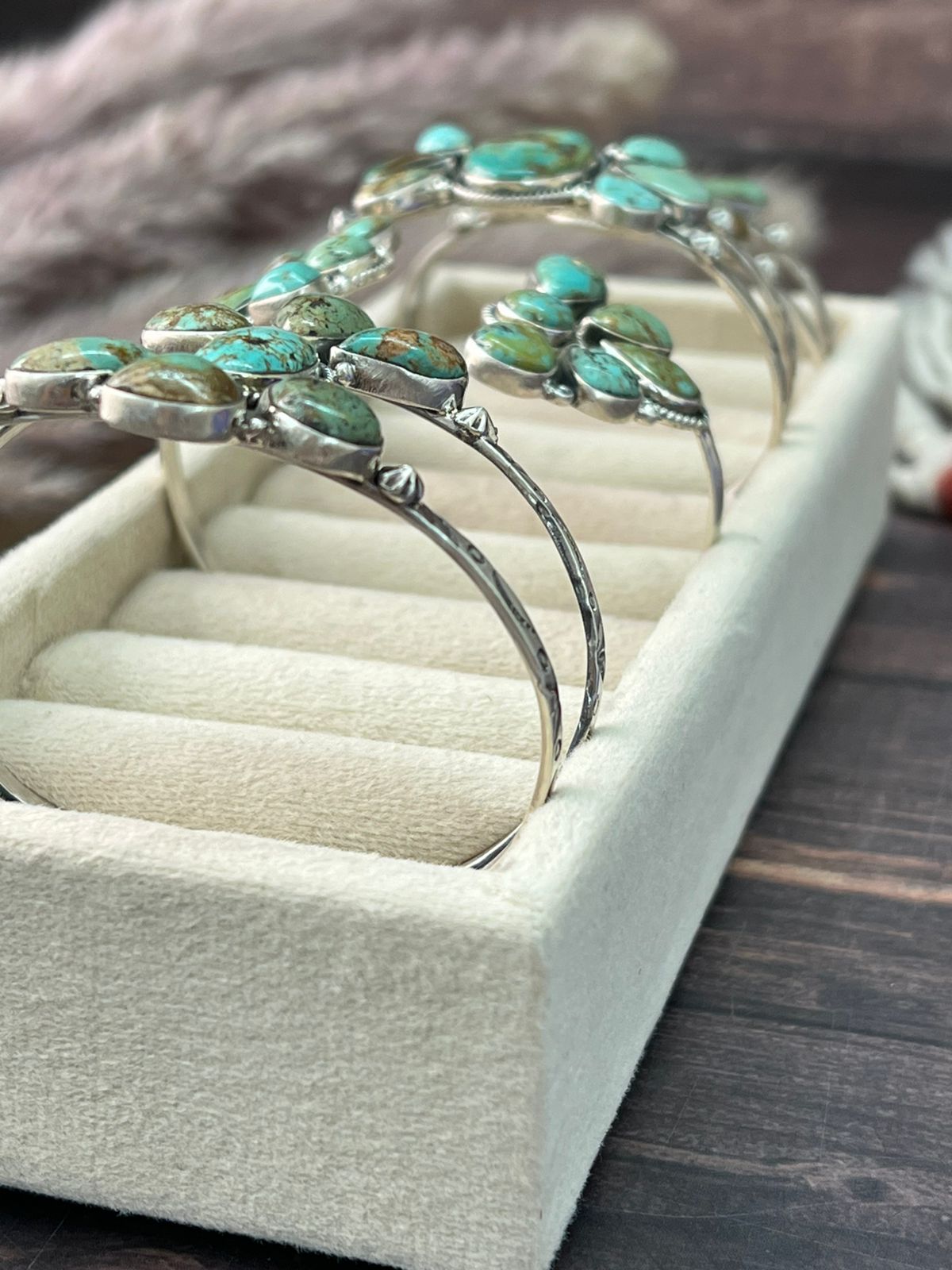 Handmade Sterling Silver Baja Turquoise Collection: Cuff Bracelet "Signed Nizhoni"
