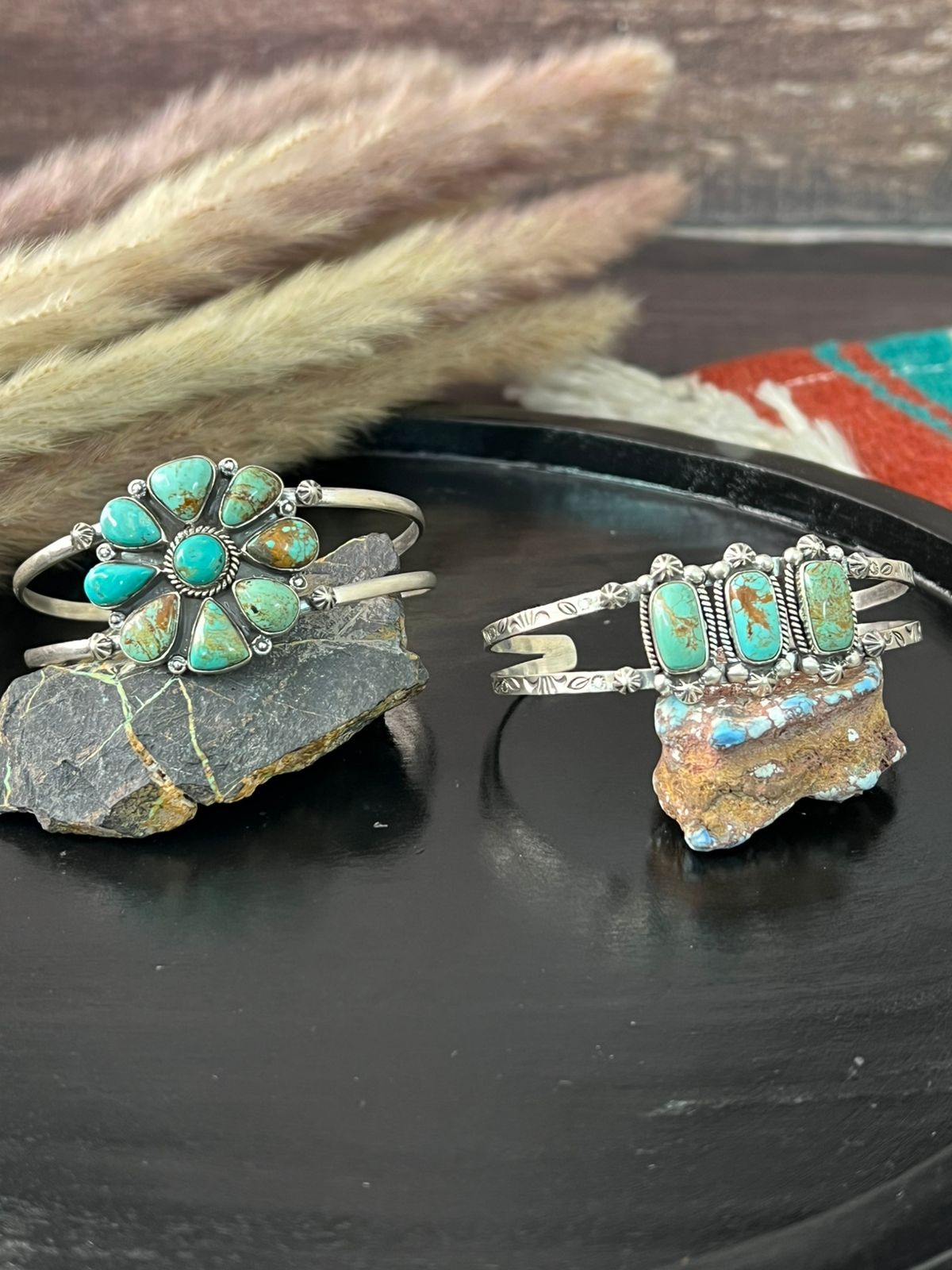 Handmade Sterling Silver Baja Turquoise Collection: Cuff Bracelet "Signed Nizhoni"
