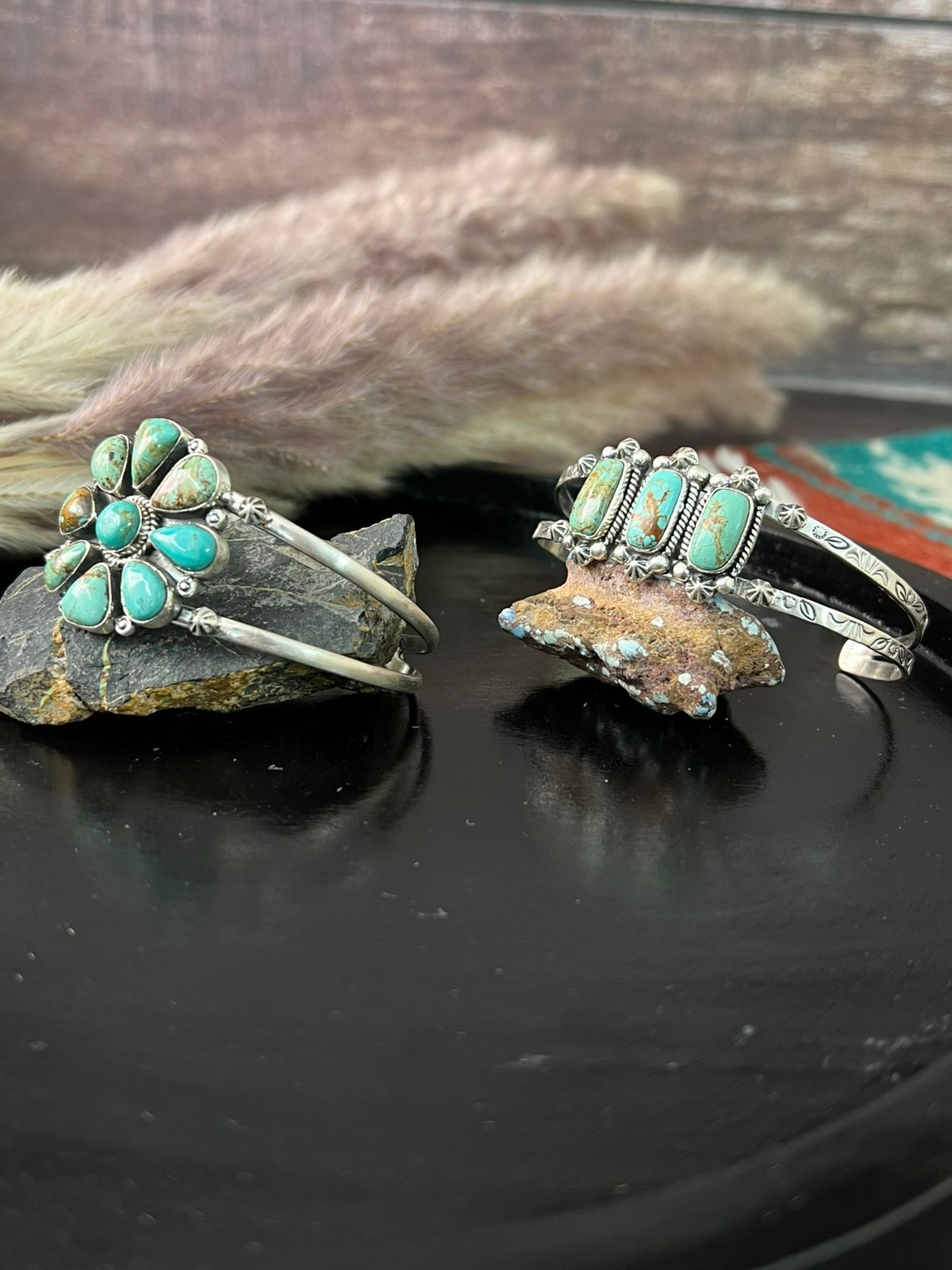 Handmade Sterling Silver Baja Turquoise Collection: Cuff Bracelet "Signed Nizhoni"
