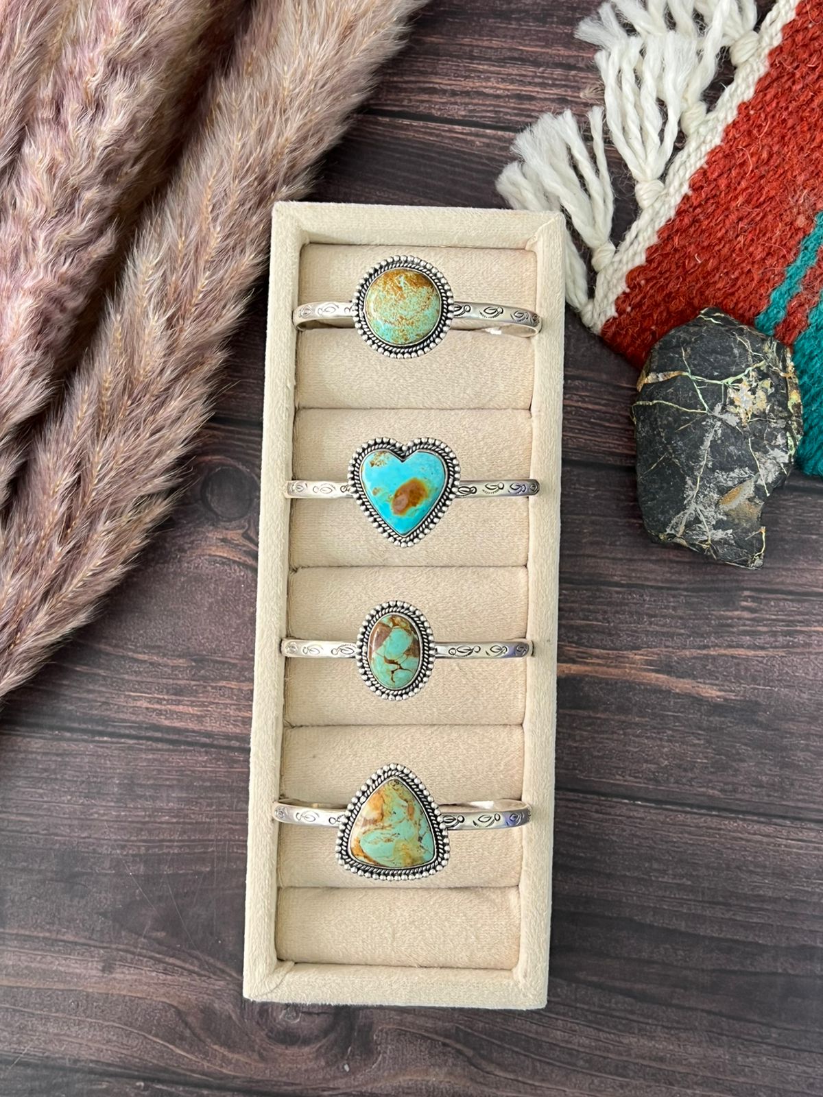Handmade Sterling Silver Baja Turquoise Collection: Cuff Bracelet "Signed Nizhoni"