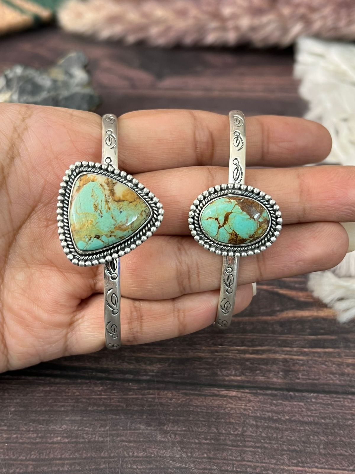 Handmade Sterling Silver Baja Turquoise Collection: Cuff Bracelet "Signed Nizhoni"