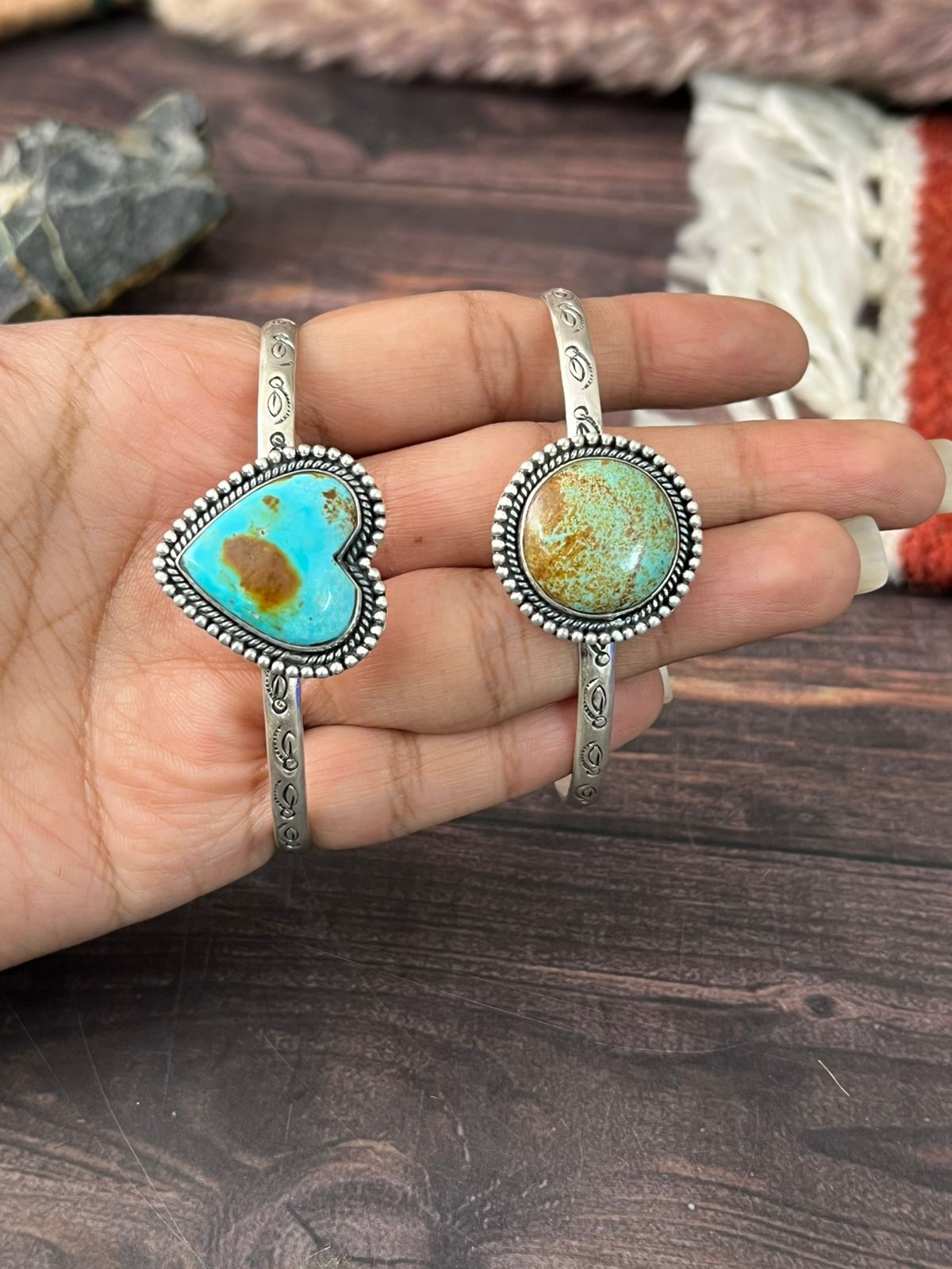 Handmade Sterling Silver Baja Turquoise Collection: Cuff Bracelet "Signed Nizhoni"