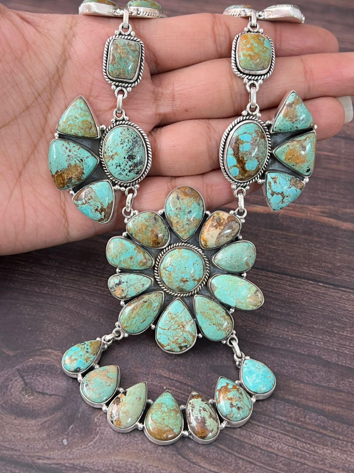 Handmade Sterling Silver Baja Turquoise Collection: Necklace "Signed Nizhoni"