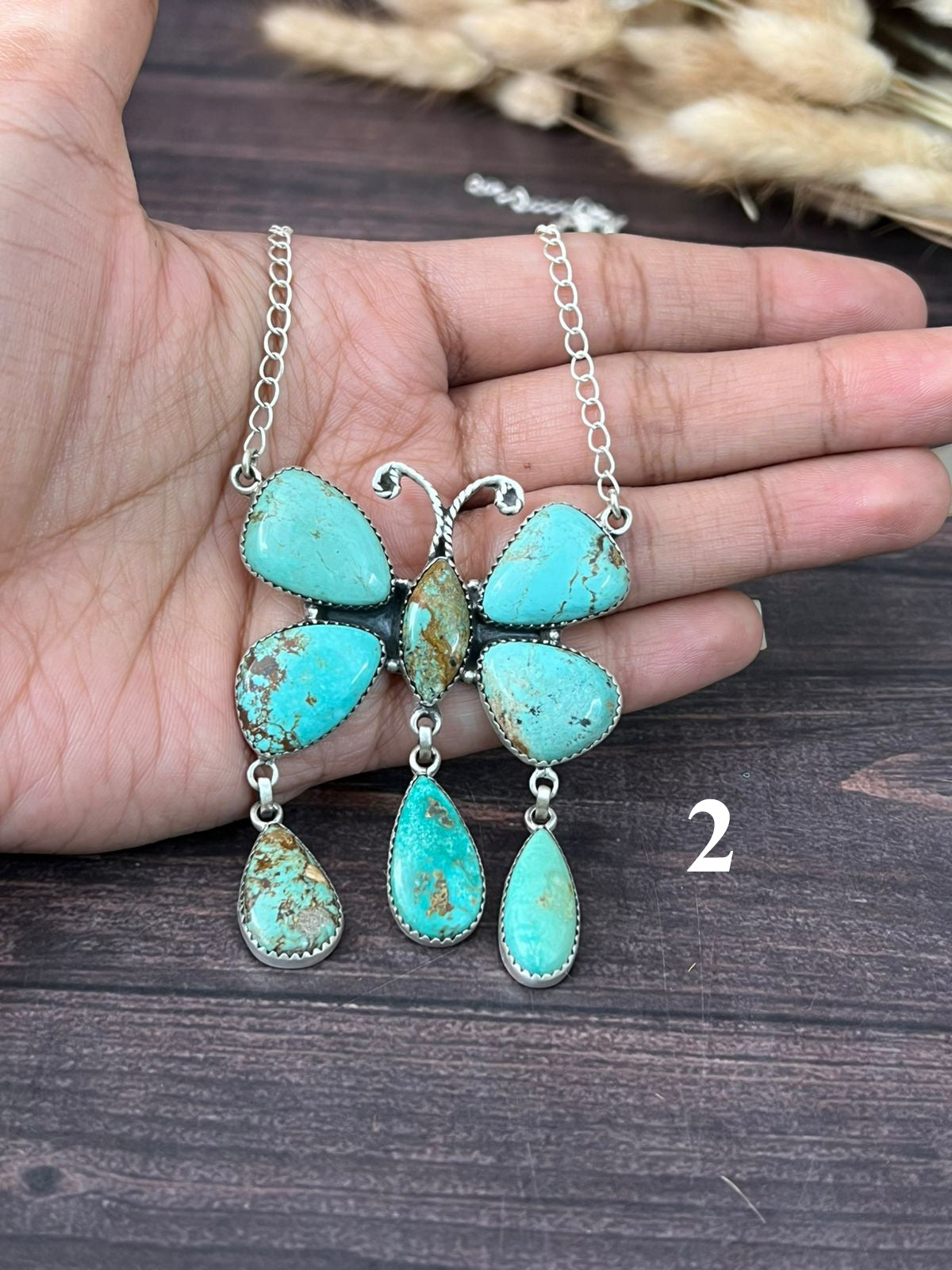 Handmade Sterling Silver Baja Turquoise Collection: Necklace "Signed Nizhoni"