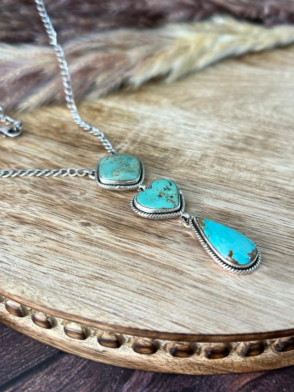 Handmade Sterling Silver Baja Turquoise Collection: Necklace "Signed Nizhoni"