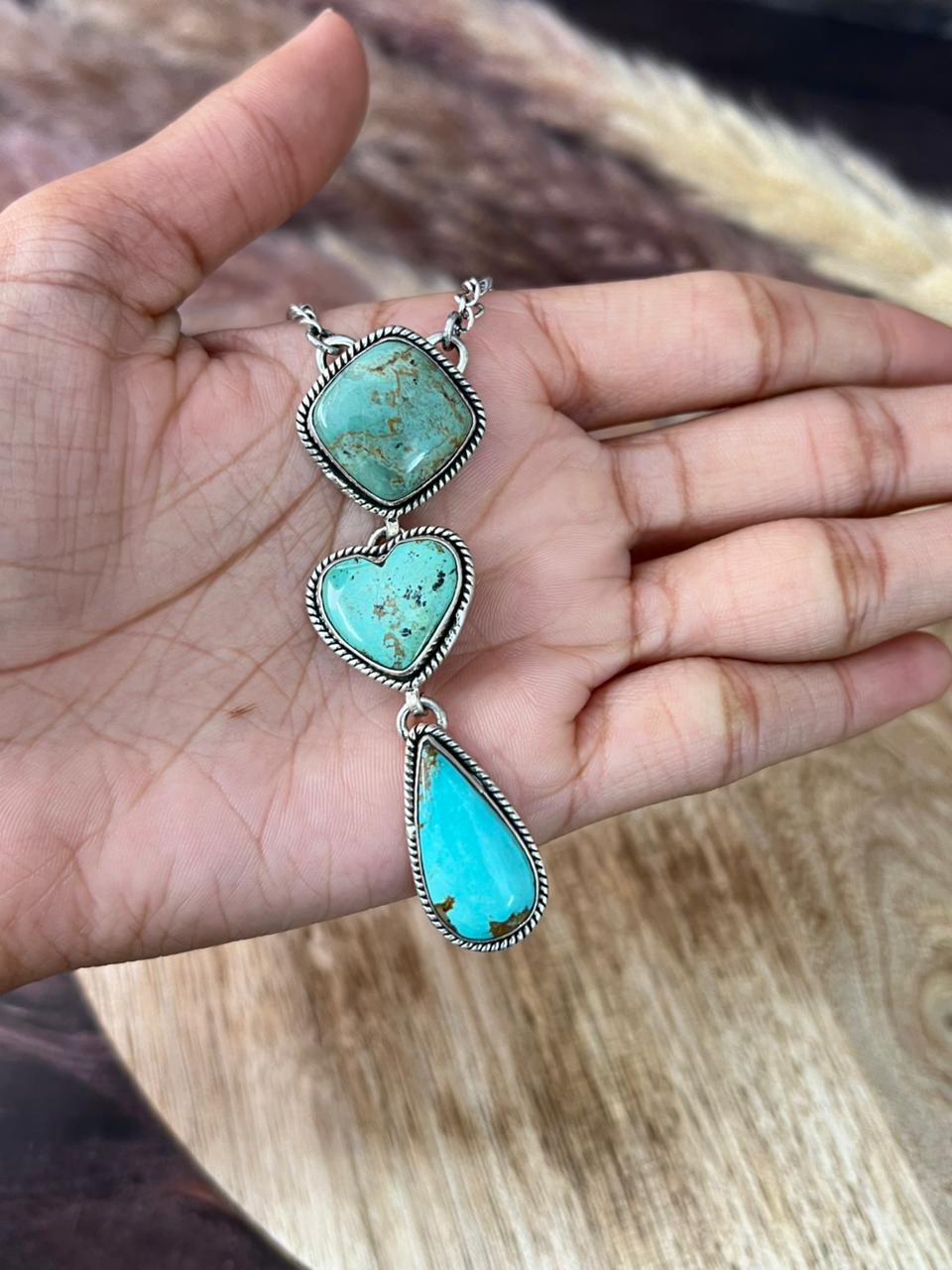 Handmade Sterling Silver Baja Turquoise Collection: Necklace "Signed Nizhoni"