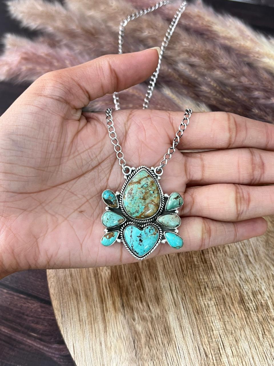 Handmade Sterling Silver Baja Turquoise Collection: Necklace "Signed Nizhoni"