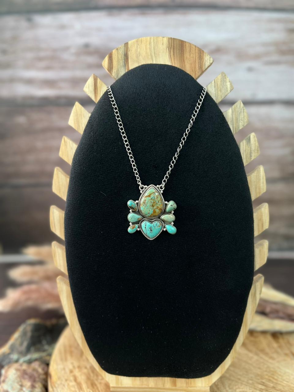 Handmade Sterling Silver Baja Turquoise Collection: Necklace "Signed Nizhoni"