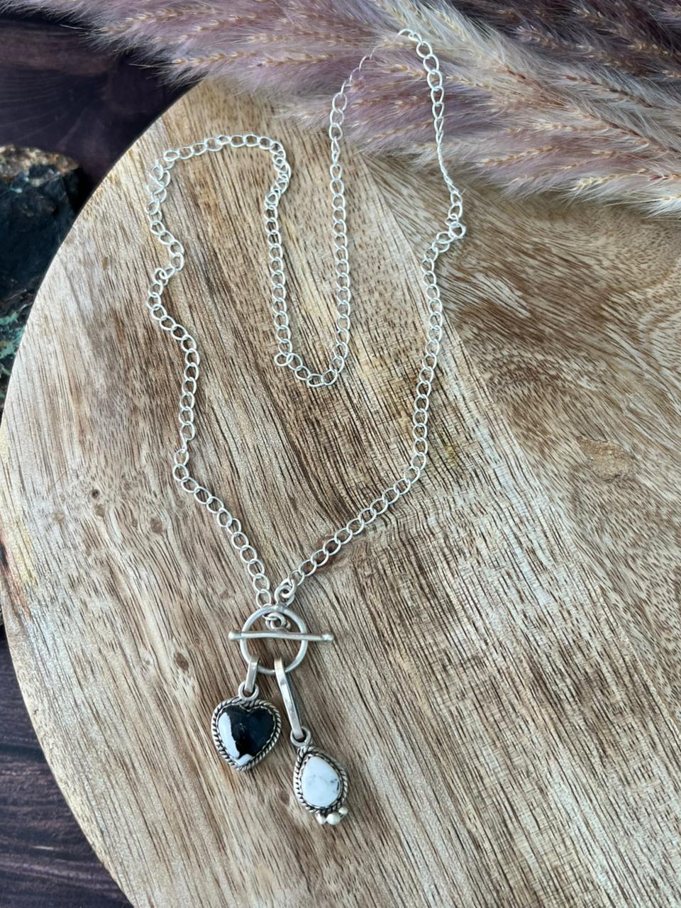 Handmade Sterling Silver White Buffalo Necklace "Signed Nizhoni"