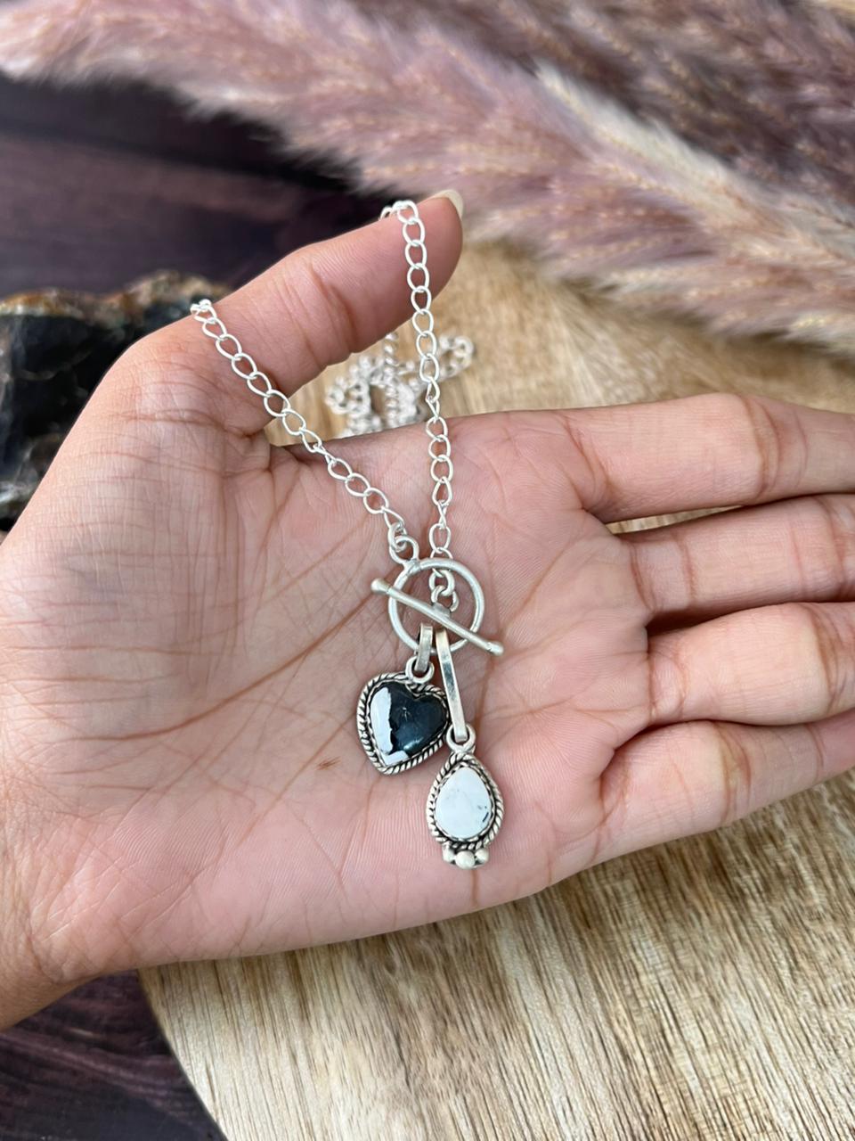 Handmade Sterling Silver White Buffalo Necklace "Signed Nizhoni"